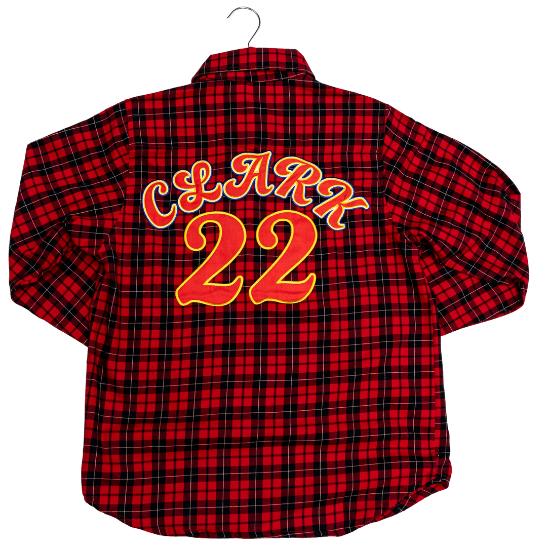 Adult Indiana Fever Long-Sleve Plaid Button Down Shirt in Red by FISLL