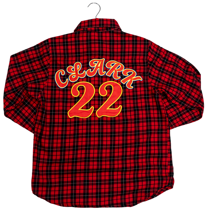 Adult Indiana Fever Long-Sleve Plaid Button Down Shirt in Red by FISLL