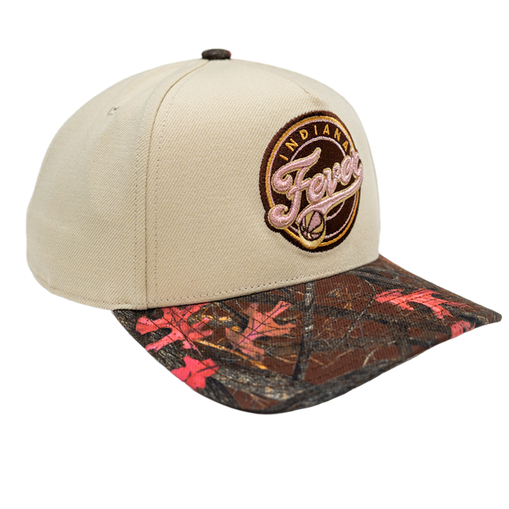 Adult Indiana Fever Pink Camo Snapback Hat in Natural by Mitchell & Ness