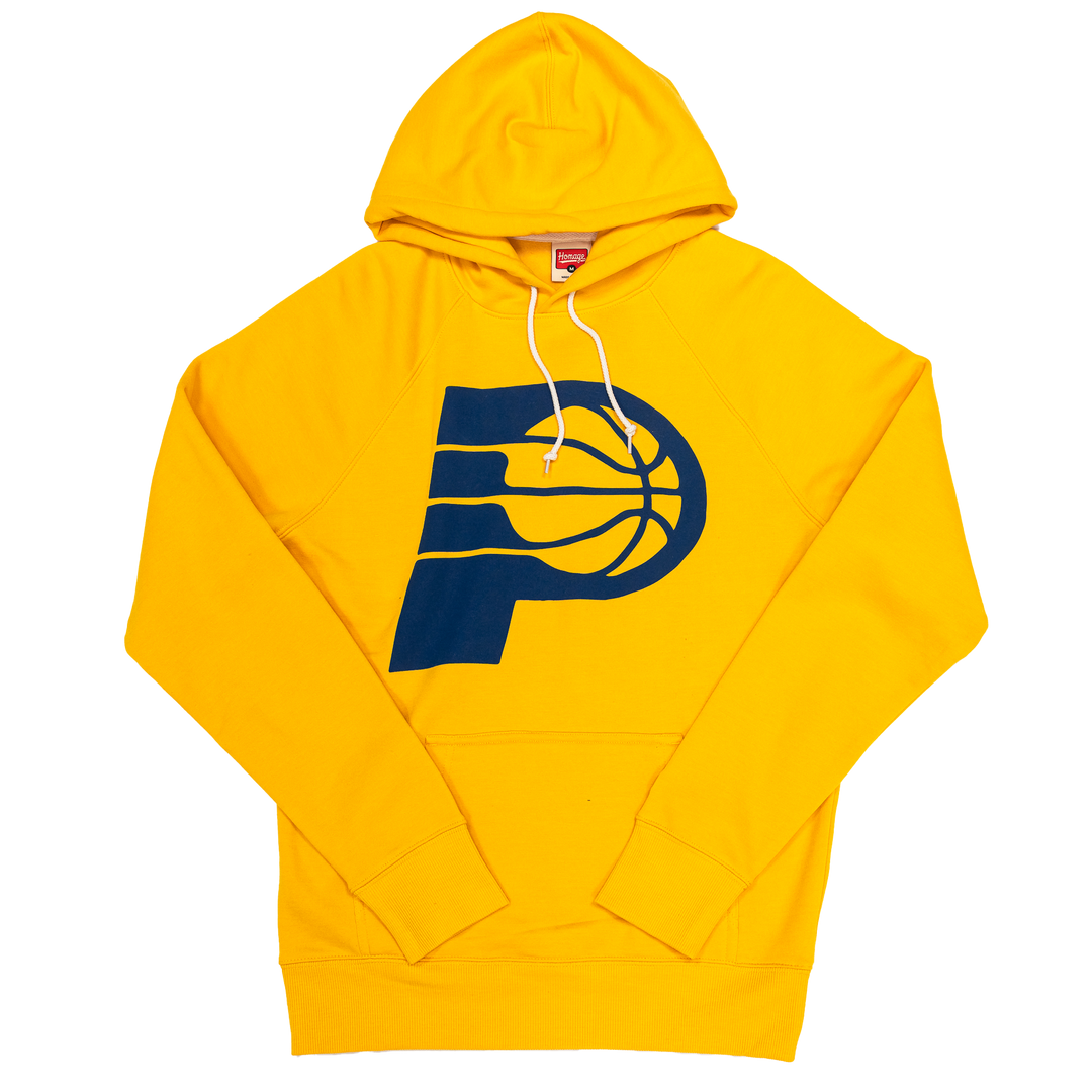 Adult Indiana Pacers Primary Logo Hooded Sweatshirt in Gold by Homage