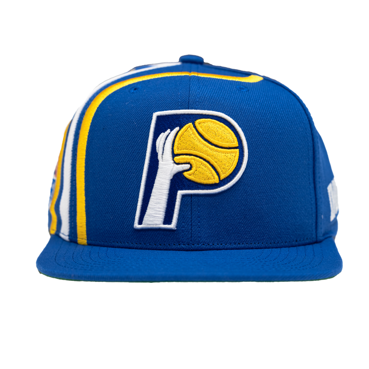 Adult Indiana Pacers ABA Hardwood Classics Suit-Up Snapback Hat in Royal by Mitchell &amp; Ness