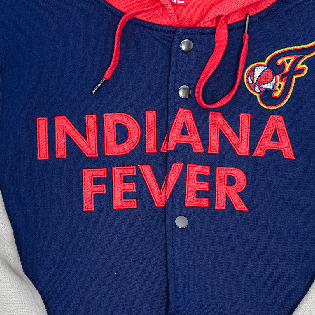 Adult Indiana Fever Courtside Fleece Full-Zip Jacket in Navy by Mitchell and Ness