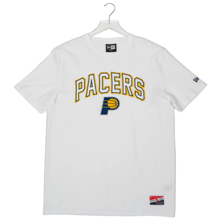 Adult Indiana Pacers Embroidered Wordmark T-shirt in White by New Era