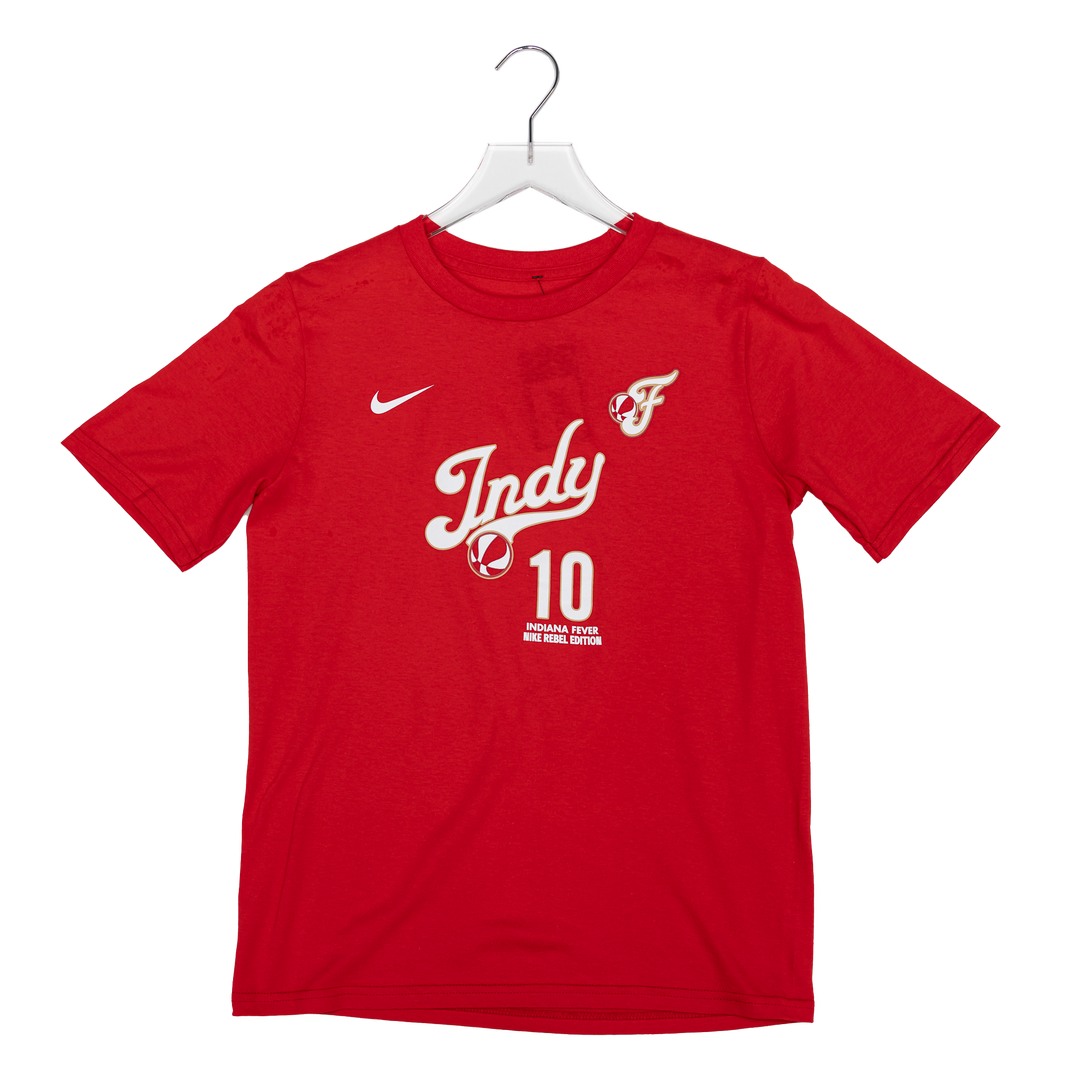 Youth Indiana Fever #10 Lexie Hull 2026 Rebel Name and Number T-shirt in Red by Nike