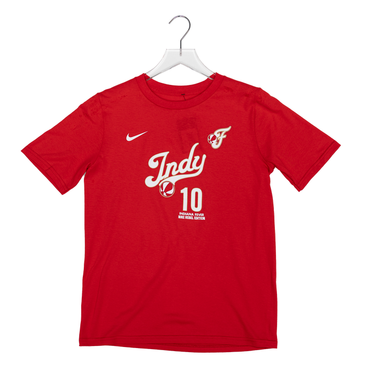 Youth Indiana Fever #10 Lexie Hull 2026 Rebel Name and Number T-shirt in Red by Nike