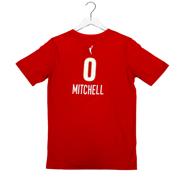 Youth Indiana Fever #0 Kelsey Mitchell 2026 Rebel Name and Number T-shirt in Red by Nike