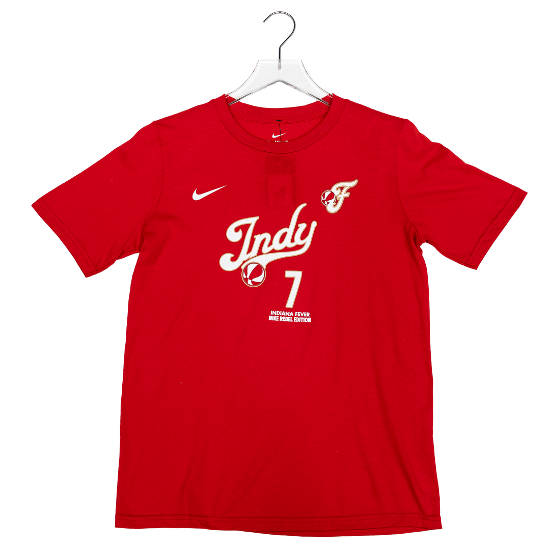Youth Indiana Fever #7 Aliyah Boston 2026 Rebel Name and Number T-shirt in Red by Nike