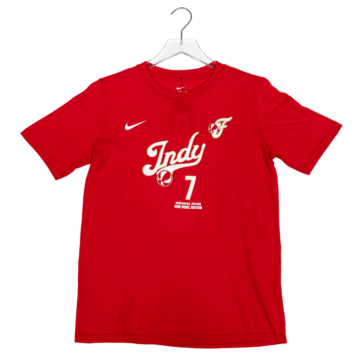Youth Indiana Fever #7 Aliyah Boston 2026 Rebel Name and Number T-shirt in Red by Nike