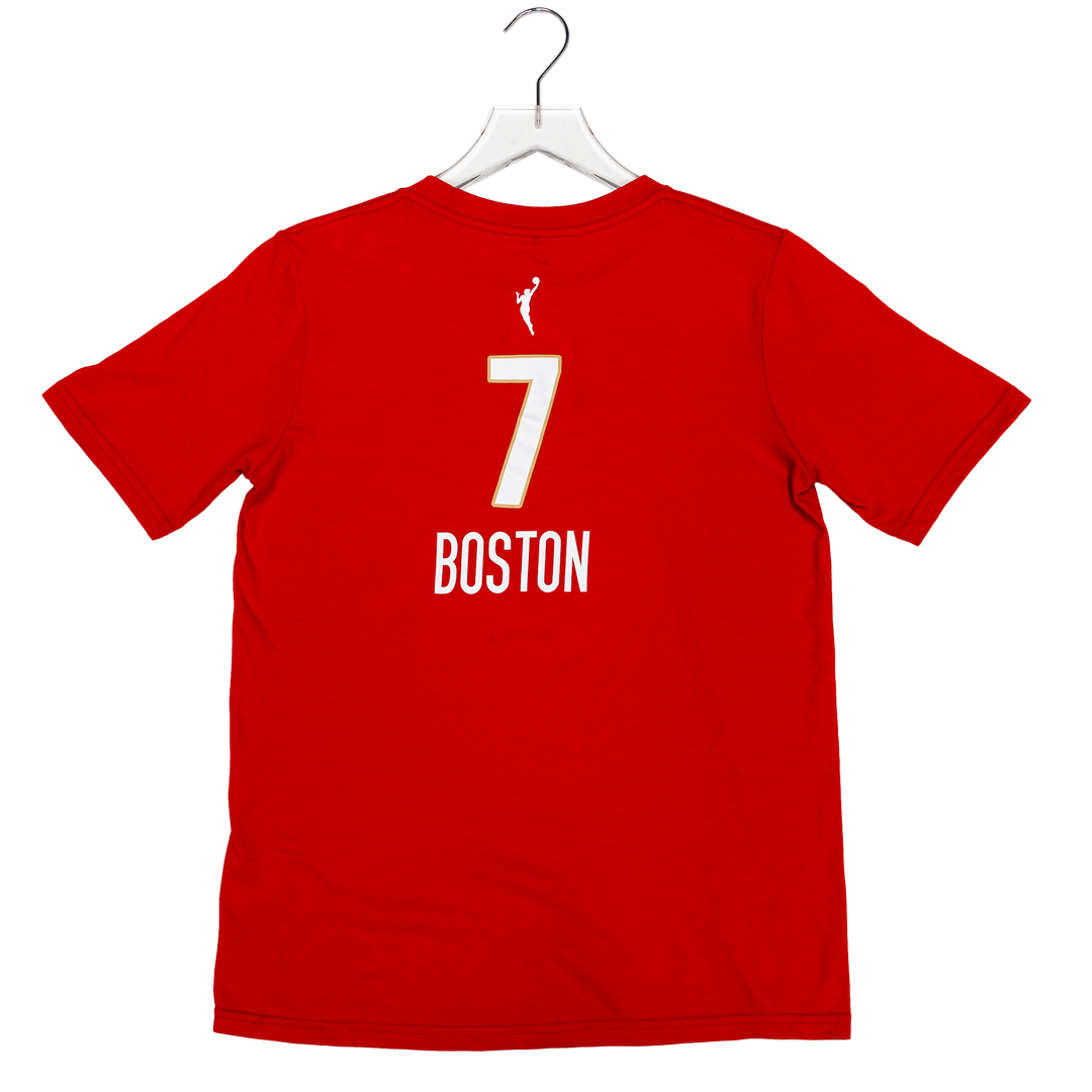 Youth Indiana Fever #7 Aliyah Boston 2026 Rebel Name and Number T-shirt in Red by Nike
