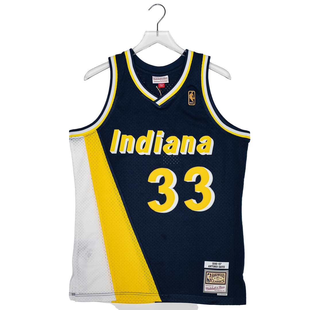 Adult Indiana Pacers #33 Antonio Davis Flo-Jo Hardwood Classic Jersey in Navy by Mitchell & Ness