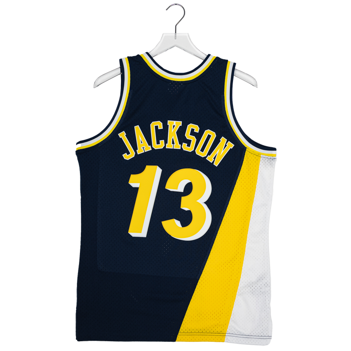 Adult Indiana Pacers #13 Mark Jackson Flo-Jo Hardwood Classic Jersey in Navy by Mitchell and Ness