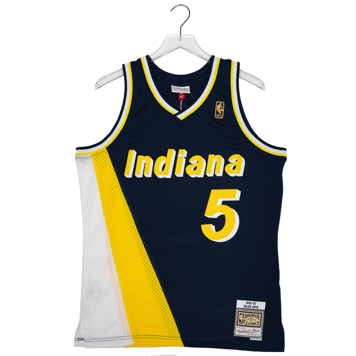 Adult Indiana Pacers #5 Jalen Rose Flo-Jo Hardwood Classic Jersey in Navy by Mitchell & Ness