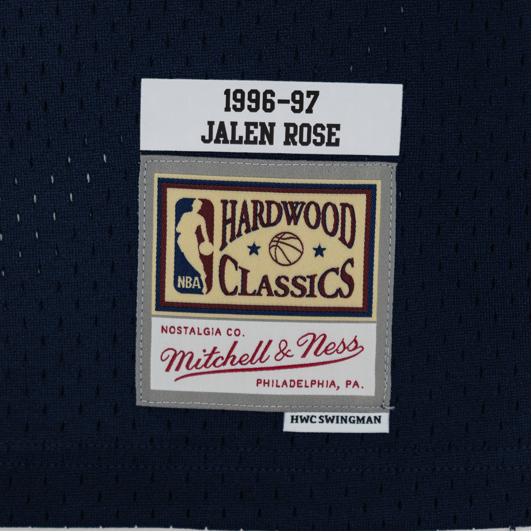 Adult Indiana Pacers #5 Jalen Rose Flo-Jo Hardwood Classic Jersey in Navy by Mitchell & Ness