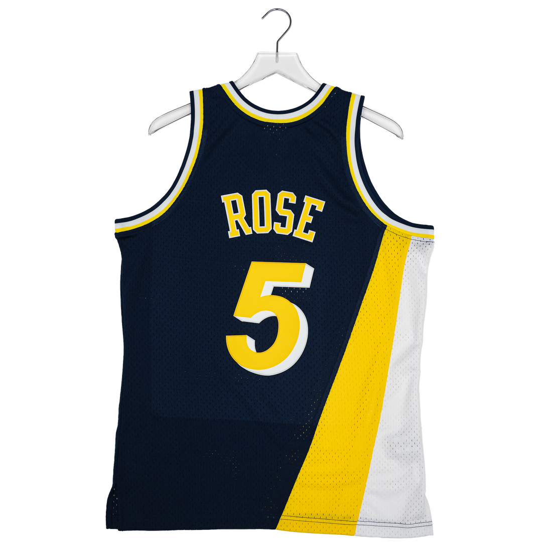 Adult Indiana Pacers #5 Jalen Rose Flo-Jo Hardwood Classic Jersey in Navy by Mitchell & Ness