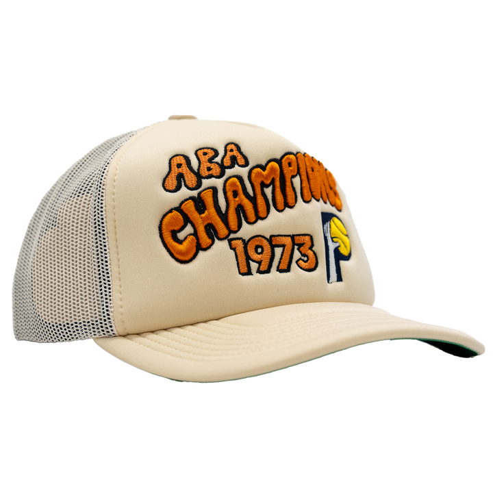 Adult Indiana Pacers ABA Hardwood Classics Champs Trucker Hat in Natural by Mitchell &amp; Ness