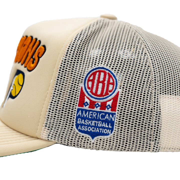 Adult Indiana Pacers ABA Hardwood Classics Champs Trucker Hat in Natural by Mitchell &amp; Ness