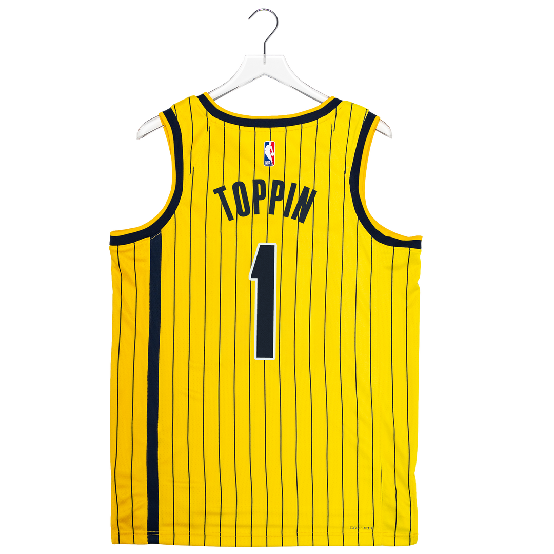 Adult Indiana Pacers #1 Obi Toppin 26-27' Statement Swingman Jersey in Gold by Jordan