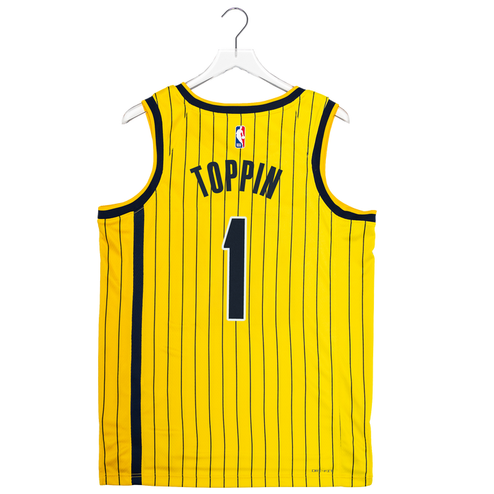 Adult Indiana Pacers #1 Obi Toppin 26-27' Statement Swingman Jersey in Gold by Jordan