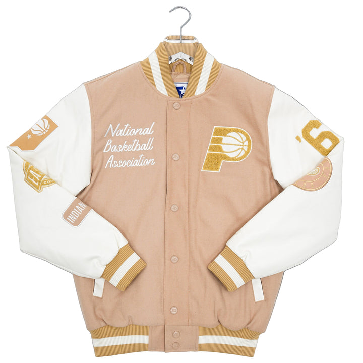 Adult Indiana Pacers Heavy Jersey Varsity Jacket in Natural by Starter