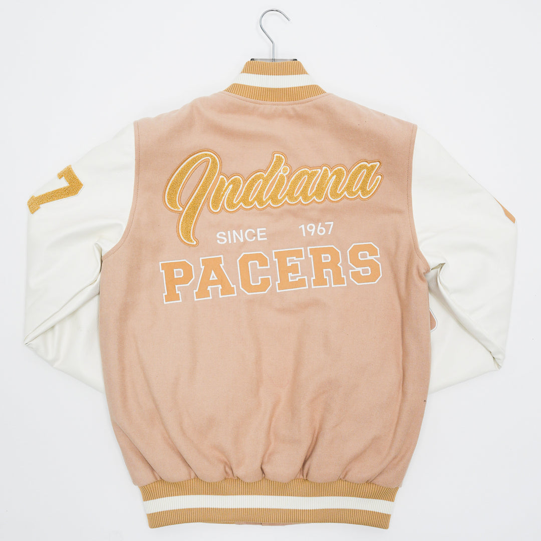 Adult Indiana Pacers Heavy Jersey Varsity Jacket in Natural by Starter