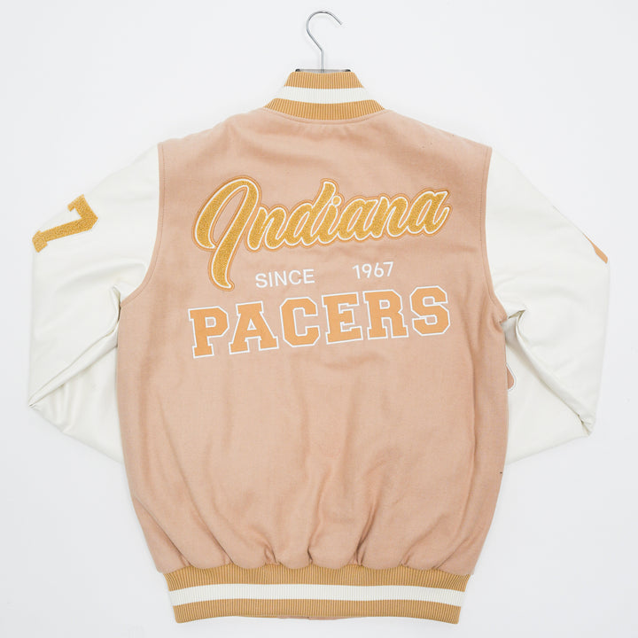 Adult Indiana Pacers Heavy Jersey Varsity Jacket in Natural by Starter