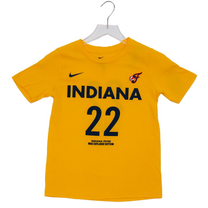 Youth Indiana Fever #22 Caitlin Clark Alternate Name and Number T-Shirt in Gold by Nike