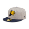 Adult Indiana Pacers Heather Patch 59Fifty Hat by New Era In Grey & Blue - Angled Left Side View