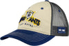 Mad Ants Distressed Patch Meshback Hat in Sand and Navy Blue - Left View