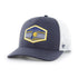 Adult Indiana Pacers Burgess Trucker Golf Hat by 47' In Blue, White & Gold - Angled Front Left View