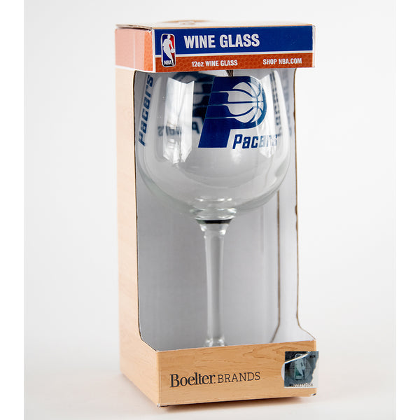 Indiana Pacers 12oz Satin Etch Wine Glass by Boelter Brands - Front View in Box