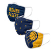 Indiana Pacers 3-Pack Adult Face Covering in Navy, White, and Gold - Front View