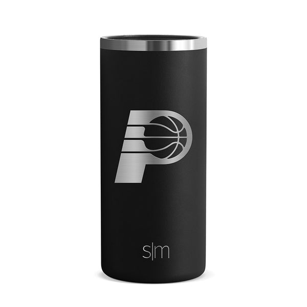 Indiana Pacers Ranger Slim 12oz Can Cooler by Simple Modern in Black - Front View