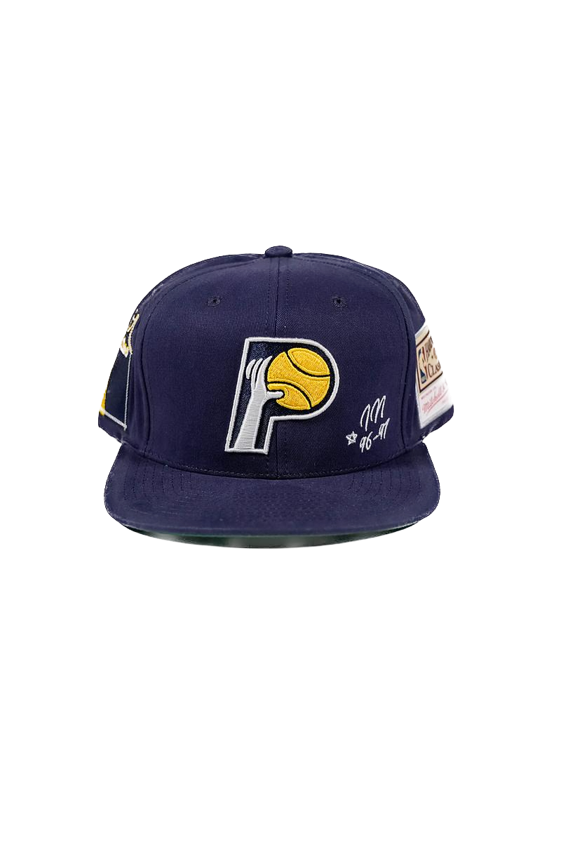 Adult Indiana Pacers Jersey Love 87' Snapback Hat by Mitchell and