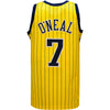 Indiana Pacers Jermaine O'Neal Pinstripe Swingman Jersey In Gold & Blue - Back View