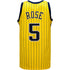 Indiana Pacers Jalen Rose Hardwood Classic Pinstripe Jersey by Mitchell & Ness in Gold - Back View