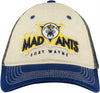 Mad Ants Distressed Patch Meshback Hat in Sand and Navy Blue  - Front View