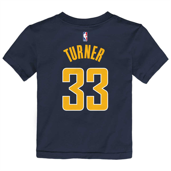 Toddler Indiana Pacers Myles Turner Icon Name and Number T-shirt by Nike in Navy - Back View