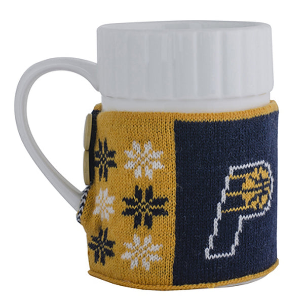 Indiana Pacers Ugly Sweater Mug in Navy and Gold - Right View
