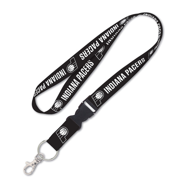 Indiana Pacers Blackout Pacers Lanyard by Wincraft in Black - Front View