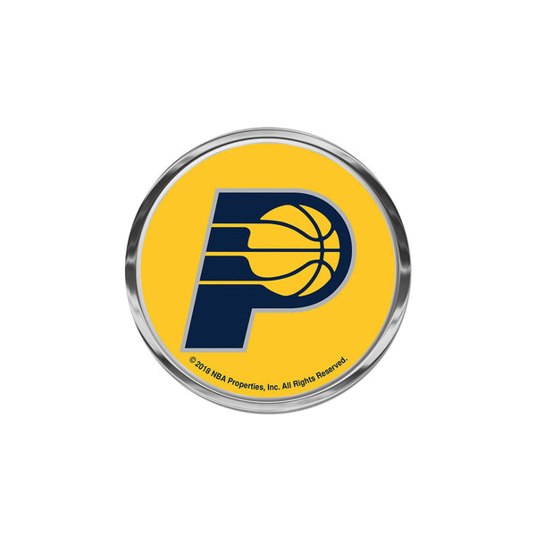 Indiana Pacers Chrome Auto Domed Emblem by Wincraft In Blue and Gold - Front View