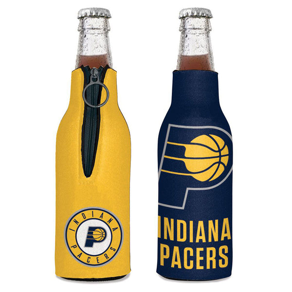 Indiana Pacers Bottle Koozie by Wincraft In Blue and Gold - Front and Back View
