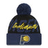 Adult Indiana Pacers Confident Pom Knit Hat by New Era In Blue & Black - Front View