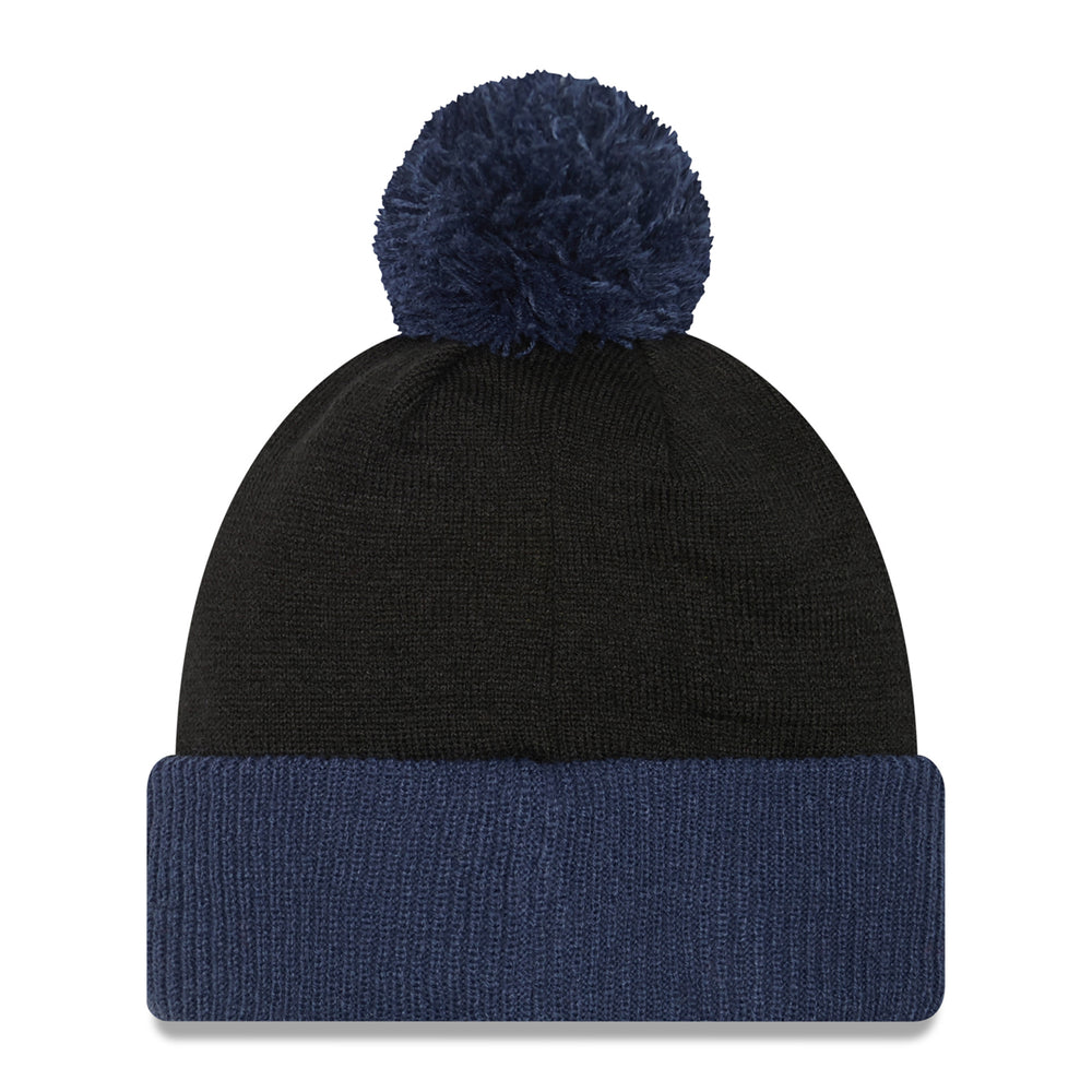 Adult Indiana Pacers Confident Pom Knit Hat by New Era In Blue & Black - Back View