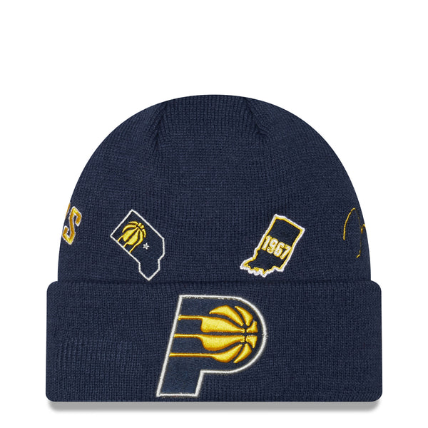 Adult Indiana Pacers Identity Knit Hat by New Era In Blue - Front View