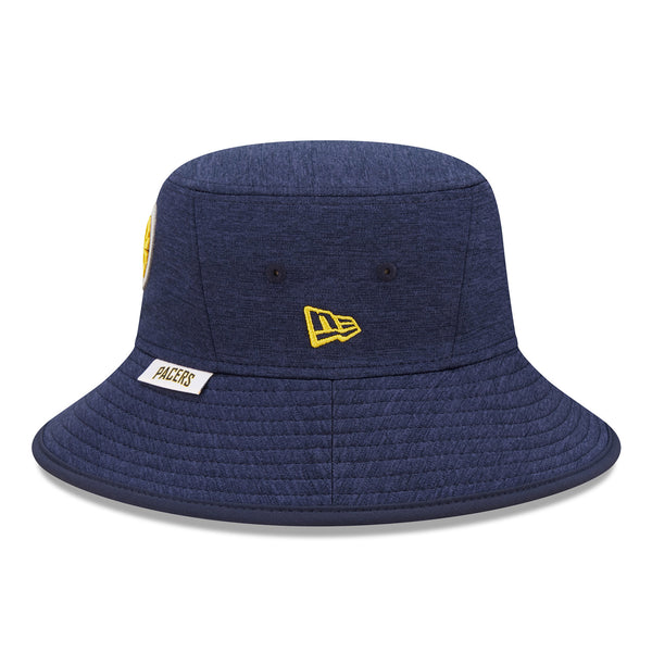 Adult Indiana Pacers Heather Bucket Hat by New Era In Blue & Gold - Left Side View