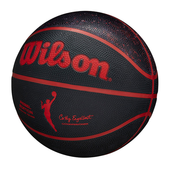 Indiana Fever Rebel Full Size Basketball by Wilson In Black & Red - Angled Left Side View