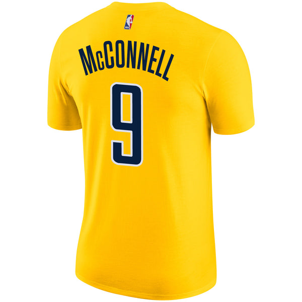 Adult Indiana Pacers T.J. McConnell Statement Name and Number T-shirt by Jordan In Gold & Blue - Back View