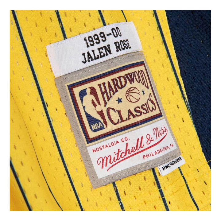 Indiana Pacers Jalen Rose Hardwood Classic Pinstripe Jersey by Mitchell &amp;amp; Ness in Gold - Tag